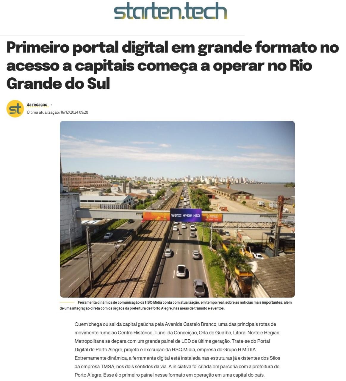 Primeiro portal digital no acesso a capitais entra em operação no Rio Grande do Sul